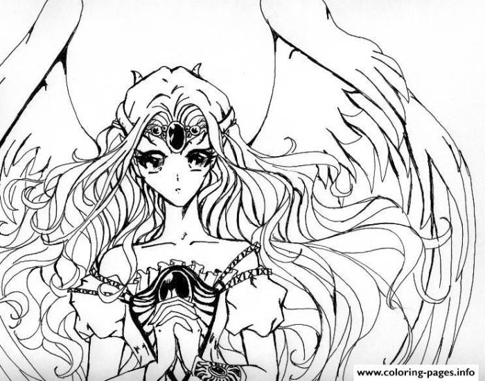 Anime coloring page angel female transperemt