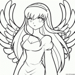 Anime angel coloring template