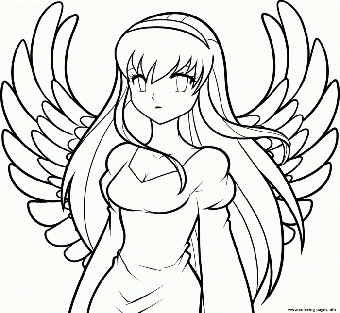 Anime angel coloring template