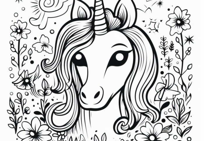 Animals with unicorn horns coloring page