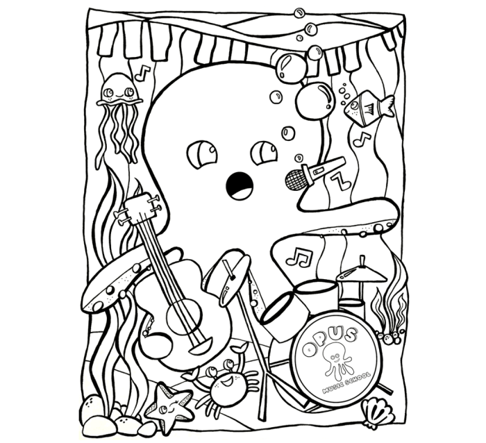 Music coloring book pages