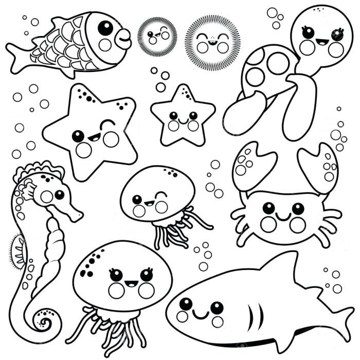 Cute sea animals coloring pages