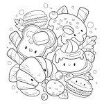 Cute food and animals coloring pages