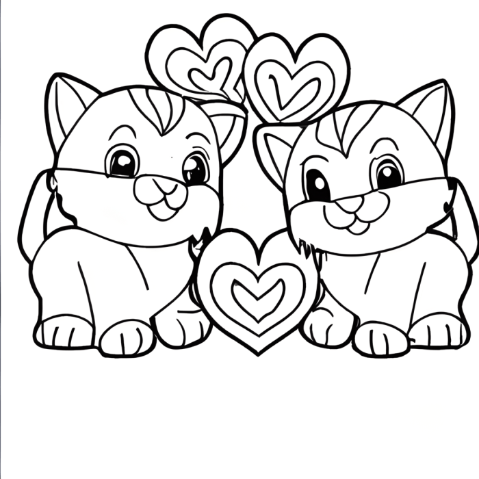 Coloring pages of animals love hearts