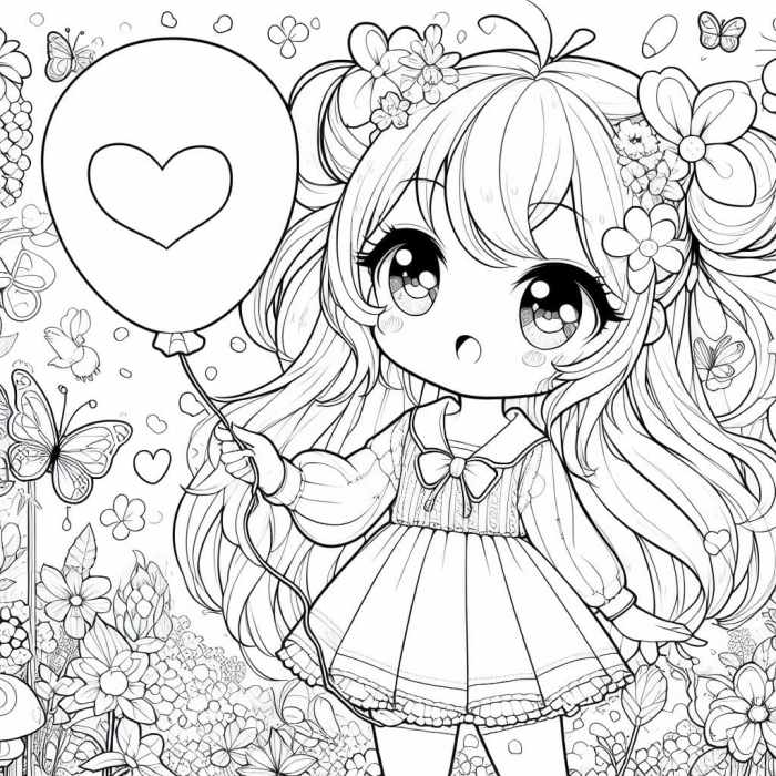 Anime drawing kawaii coloring sheets