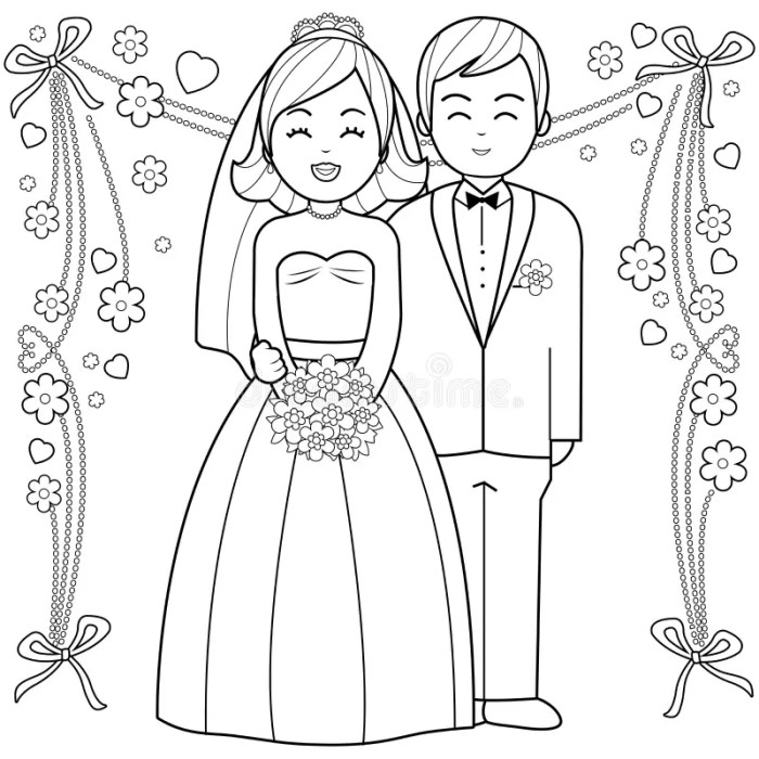 Bride and groom coloring book