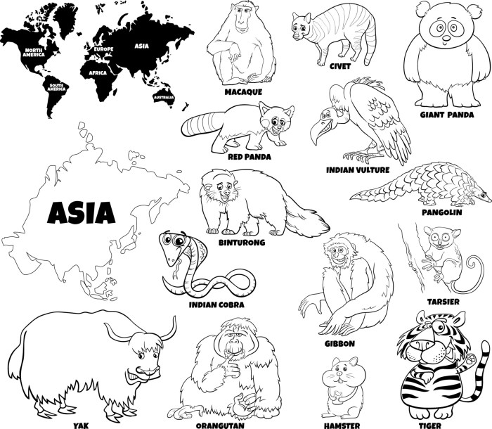 Asian animals coloring pages