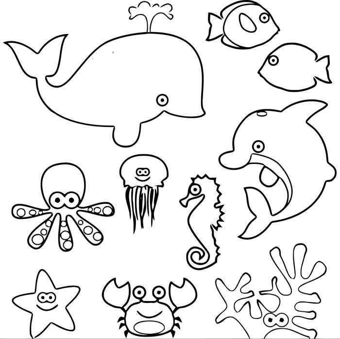 Coloring sheets of sea animals