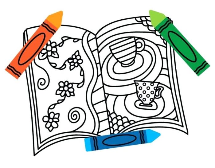 Coloring book with crayons