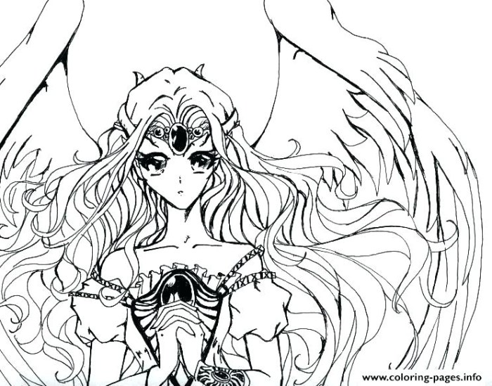 Anime emo angel coloring page