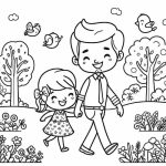 Anime father and daughter coloring page