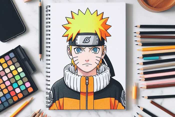 Anime coloring page of naruto