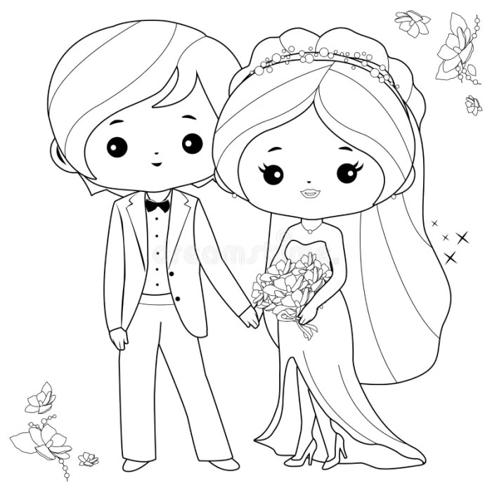 Bride and groom coloring book