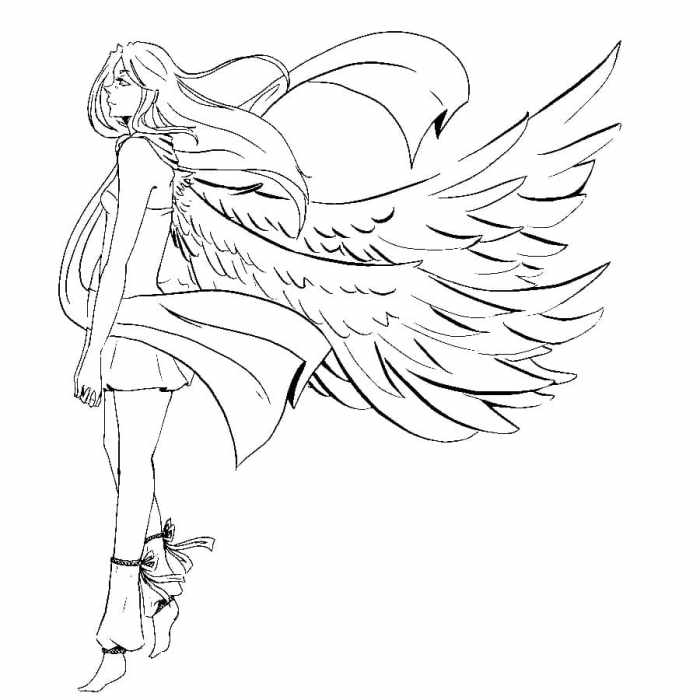 Anime angel coloring template