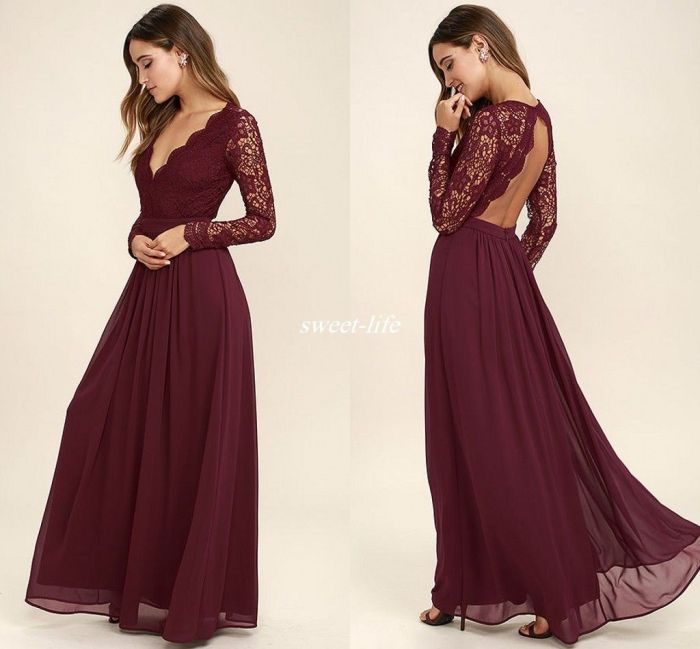 Plus size burgundy dress for wedding