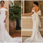 Satin off the shoulder wedding dress