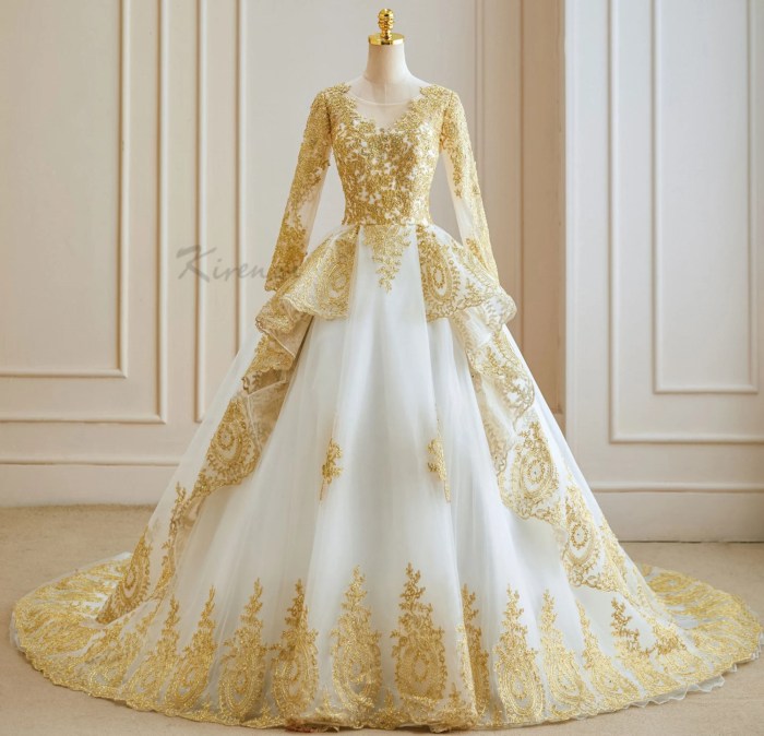 Gold and white wedding dress