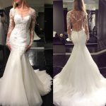 Wedding dress lace sleeves mermaid