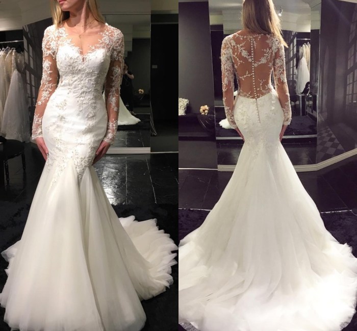 Wedding dress lace sleeves mermaid