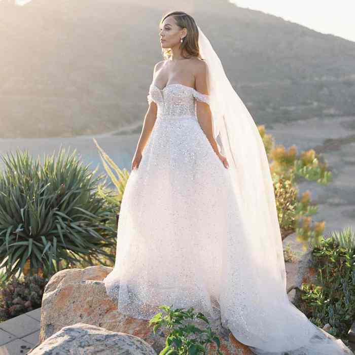 Ball gown off the shoulder wedding dress